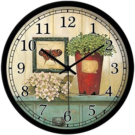 European Style Retro Pastoral Clock Living Room Silent Watch Clock ( Color : Black 14 in )