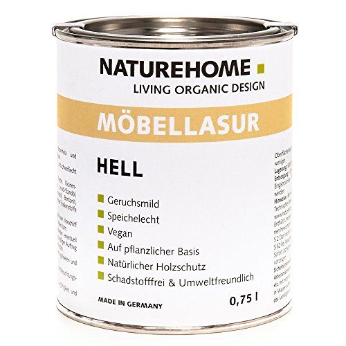 NATUREHOME Möbellasur Natur Hell 750 ml Holzlasur Pflanzlich Umweltfreundlich Bio