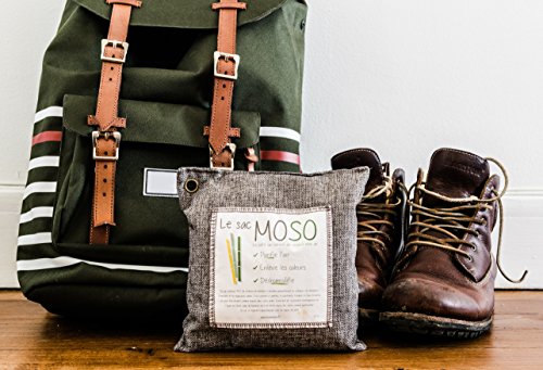 Le Sac MOSO (Die Moso Tasche) Version 500GR – Natürliche Luftreiniger , Deodorant, Feuchtigkeitsabsorber , geruchlos – gefertigt aus 100% Bambuskohle – 500 Gr Grau - 2