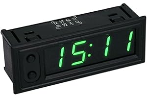 MOMOTOU 3 in 1 5-50 V DIY Auto Digital Mini Clock mit Thermometer Voltmeter Messgerät Elektronische Uhr LED Digitalanzeige Auto Sleep Dimming Backlit Monitor Panel Meter (Green)
