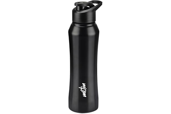 MILTON Comet 1000 Stainless Steel Water Bottle 1000 ml, Single Walled, ISI Certified I Leak Proof Lid, Rust Proof I For School, Office, Gym I Black