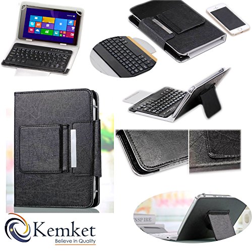 kemket Bluetooth-Tastatur Fall, 17,8 cm Tablet Portfolio Leder Case [mit abnehmbarer Bluetooth-Tastatur] Smart faltbar Cover für Samsung Galaxy Note 8.0/Tab 2 7.0/Tab 3 7.0/Tab 4 7.0/Tab 3 Lite 7/Tab 3 8.0/Tab 4 8.0/Tab Pro 8.4 /Tab S 8.4/Acer A1–810/W3–810/ipad mini/Neue iPad Mini Retina Display/Asus Memo Pad HD 7/Dell Venue 8 Pro/Nexus 7/Nexus 7 HD/17,8–20,3 cm Tablets/Unterstützt Android/iOS/Windows