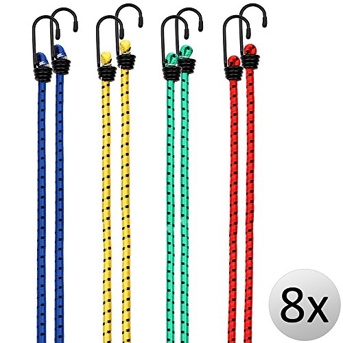 Preisvergleich Produktbild Deuba Spanngummi Set 8x Expander Gepäckspanner / Modellwahl / strapazierfähige Metallhaken / 4 Größen 40 - 100 cm / widerstandsfähig und witterungsbeständig / Universal Gepäckgummi Spannseil / kombinierbar
