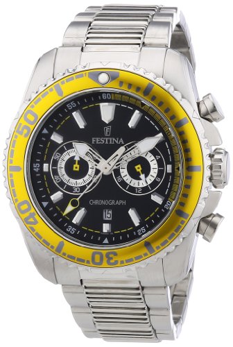 Festina Sport Analog Quarz Chrono Herren Uhr Schwarz Gelb F16564/7 Festina Sport Analog Quarz Chrono Herren Uhr Schwarz Gelb F16564/7