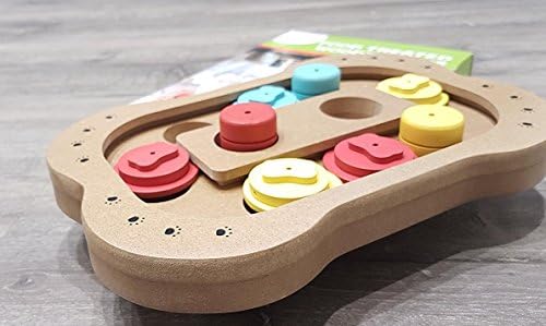 AmoreDiPET Interactive Treated Wooden Dog and Cat Puzzle, Activity Toy, Hide and Seek Slow Food, Bone shaped