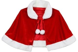 ILUFAM Adult Christmas Cape Santa Claus Cloak Red Velvet Shawl Cape Xmas Costume