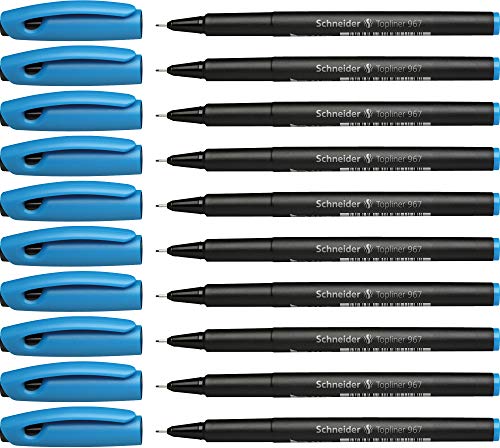 Schneider Topliner 967 - Bolígrafo de punta fina (0,4 mm, 10 unidades), color turquesa