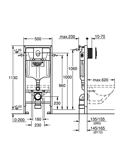 GROHE Rapid SL Set 3in1 für Wand-WC, 1,13 m, Wandwinkel 38722001 - 2