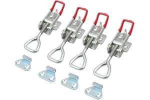 Tanice 4PCS Adjustable Toggle Clamp 180kg 400Lbs Holding Capacity Hasp Clamp Steel Latch Catch Clip Pull Action Latch for Tool Boxes, Trunk, Cases