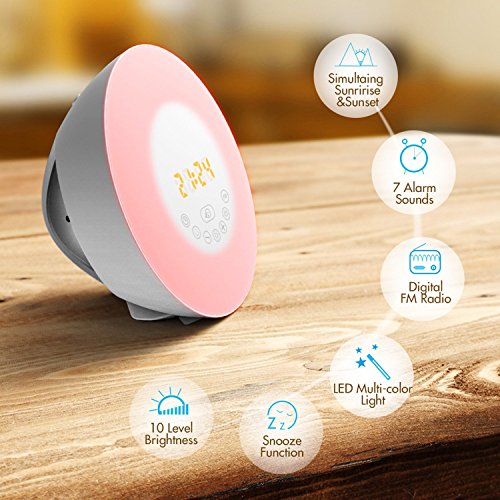 ORSEN Wake-up Light,Lichtwecker,Aufwachen mit Licht,6 natürlichen Wecktöne,Sonnenaufgang Sonnenuntergang Simulation,Schlaflicht,Kinderwecker mit FM Radio Funktion. - 5