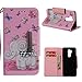 Price comparison product image Shinyzone Leather Wallet Case for LG G7/LG G7 ThinQ,Cute Cartoon Butterfly and Elephant Painted Pattern Flip Stand Case,Wristlet & Metal Magnetic Closure Protective Cover