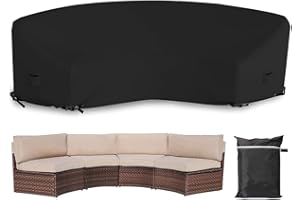 Patio Sectional Curved Sofa Protector Cover Skyour Waterproof Heavy Duty 420D Oxford Outdoor Sectional Curved Couch Sofa Covers with Windproof Reinforced Buckles Black