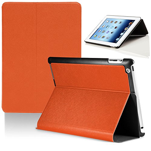 Forefront Cases® Neue Leder Hülle / Tasche / Case / Cover für Apple iPad 2 / iPad 3 / iPad 4 - Rundum-Geräteschutz und intelligente Auto-Sleep-Wake-Funktion mit 3-JAHRES-GARANTIE VON FOREFRONT CASES - inkl. Eingabestift und Displayschutz