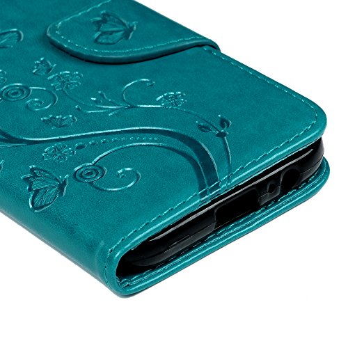 YOKIRIN A5 (2017) Wallet Case Schutzhülle Leder Hülle Handytasche PU Leder Hardcase Flipcase Skin Schale Backcover Tasche Buchstil Klapptasche Ledercover für Samsung Galaxy A5 (2017) mit Standfunktion Karteneinschub und Magnetverschluß Blau - 6