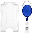 ANG Retractable Reel, Oval Shaped id Badge Holder I.D. Card Retractable Holder Badge Yo Yo Clip + Card Holder Pack 1