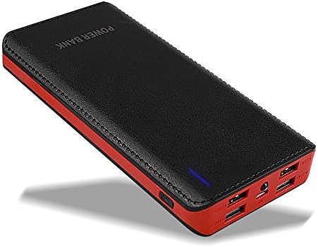 DCAE 20000mAh Portable Charger Ultra High Capacity Power Bank, 4-USB Outputs 8.4A External Battery Smart Charging Technology for iPhone, iPad &amp; Samsung Galaxy and More (Black-Red)