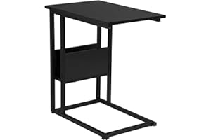 WOLTU Mesa Auxiliar Mesa de Centro Mesita de Noche Mesa Portátil, Marco de Metal, Tablero de Madera Mesas Nido, Metal y Madera, Negro 55x36x59,5cm(BxTxH) TS79sz