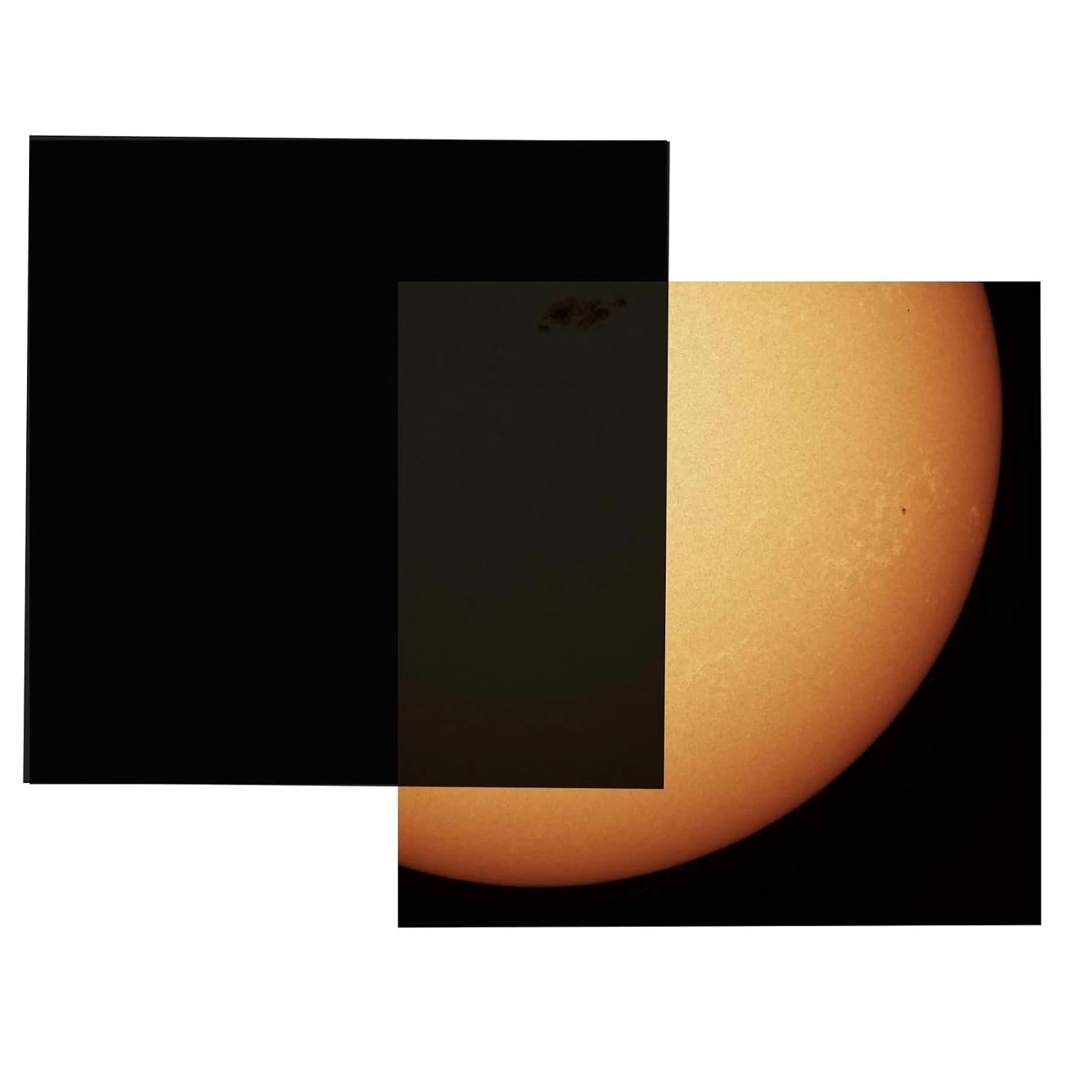 Zonnefiltervel 150 x 150 mm voor telescopen, verrekijkers en camera's - doe-het-zelf zonnefilm voor het bekijken van zon, zonnevlekken en zonsverduistering - Absolute Eclipse, OD 5,6, ISO 12312-2