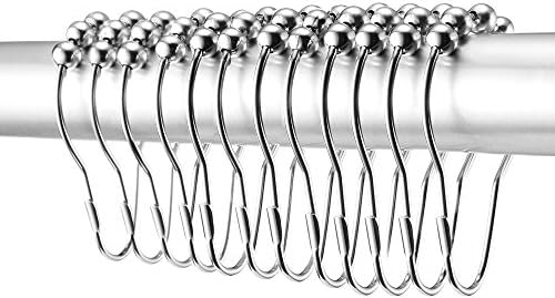 Flying Fish Rustproof Shower Curtain Rings Hook Peralng - Stainless Steel Modern Decorative Design -Set of 12 Hooks