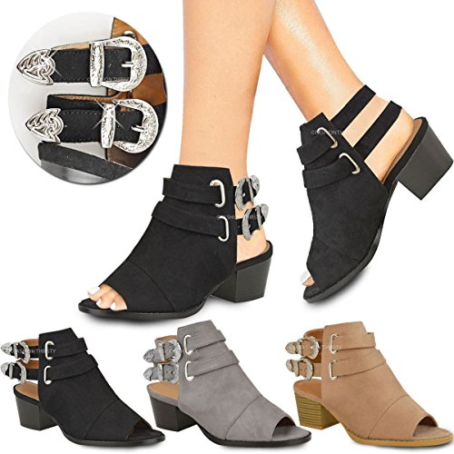 western buckle heels