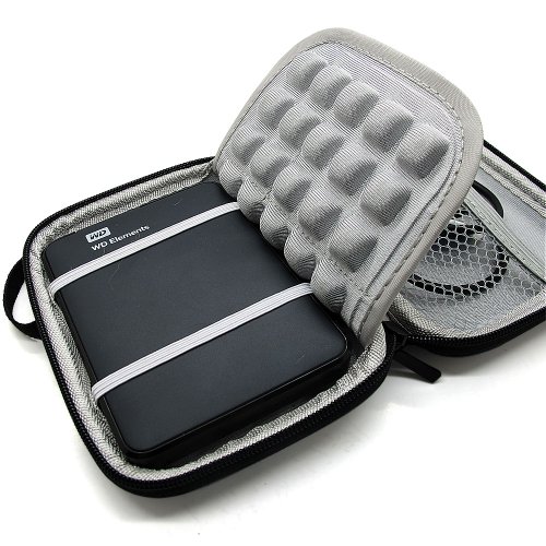 Stoßsichere schwarze Schutzhülle / Hardcase/Tasche / Festplattentasche für 2,5” WD Western Digital Elements External My Passport Essential HDD tragbare, externe Festplatte - 6