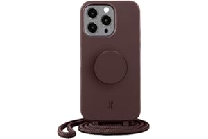 JE JUST ELEGANCE PopSockets x Just Elegance iPhone Hülle - Necklace Case - Handyhülle kompatibel mit iPhone 13 Pro Max - iPhone Schutzhülle mit Abnehmbarer Kordel und Fingerhalter (Truffle)