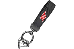 XBTGHWMZ Car Keychain For Ford ST Focus Mondeo Fiesta Ecosport,Leather Carbon Fiber Car Ring Keychain Trinket Alloy Keyrings,Automotive Interior,H