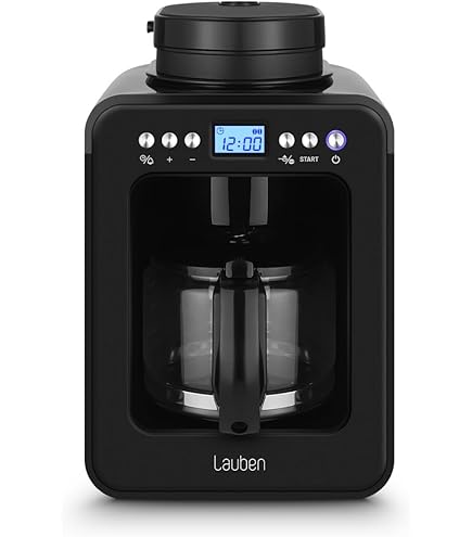 Barista Kaffee & Technik Filterkoffiezetapparaat met verstelbare molen en glazen kan, warmhoudfunctie, 24-uurs timer en permanent filter, voor 10 kopjes koffie