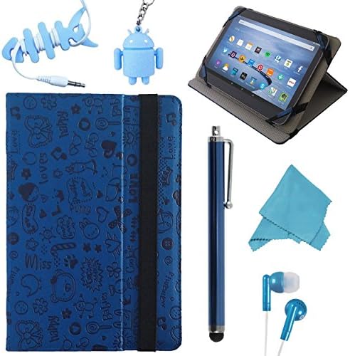 TabTek SAMSUNG GALAXY Tab A 9.7 (9.7-Inch, A97, SM-P555, SM-T550) Tablet Cover - Android - Lightweight Slim Folio Vinyl Tablet Case, Blue Graffiti + Gift Set
