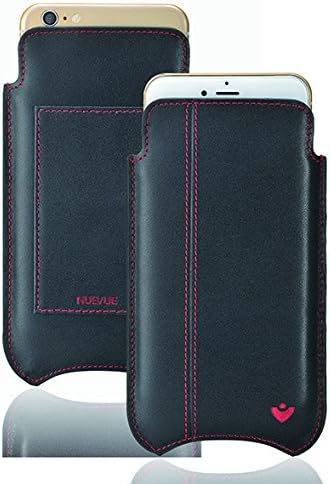 NueVue Leather Premium Pouch Wallet Case with Built-In Screen Cleaning Technology for Apple iPhone 7 - Black