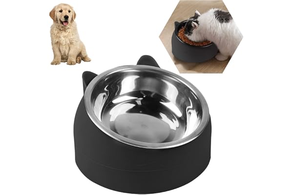 Bols pour Chats, 200ML - Bol pour Animaux en Acier Inoxydable, Gamelle Anti Vomissements Chat, Gamelle Chien Chat Antidérapante Support Surélevé Incliné à 15°, Amovible pour Chats et Chiens