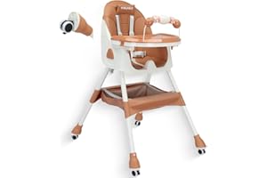 Twinky® Baby Maxi 2-in-1 High Chair - Foldable Dining Chair, Pushchair - Grows with Your Child and Baby Chair for Newborns - Suitable from 6 Months to 4-5 Years - Brown