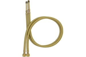 TYCNER 2X 40cm Long M10 x 3/8" Inch BSP Pair of Gold Nylon Braided Flexible Tap Faucet Tail Hose