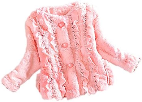 Baby Girls Kids Toddler Floral Faux Fur Fleece Lapel Coat Winter Warm Jacket Princess Outwear (2-3 years, pink)