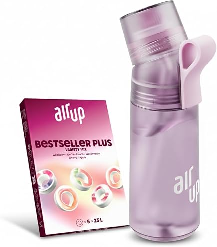air up Trinkflasche (600 ml) für Schule, Sport, Gym | inkl. 5 zuckerfreien Duft-Pods & Strohhalm | Wasserflasche in Blau mit Geschmack - auch für Kinder, Jungen, Mädchen
