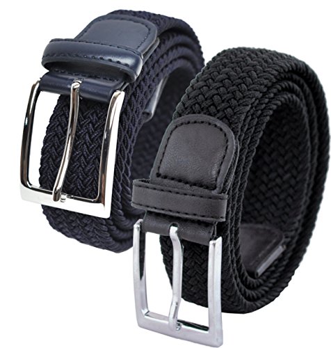 Ashford Ridge Hombres negro y Azul oscuro cinturones elásticas Gift Set (cintura tamaños 140cm - 150cm)