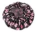 Moolecole Women's Bow-knot Printed Waterproof Double Layer Shower Cap Elastic Band Bathing Cap Spa Shower Hat