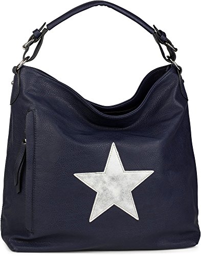 styleBREAKER Sac à Main Shopper Look Vintage avec étoile, Sac Besace, bandoulière, Femmes 02012076, Couleur:Bleu foncé