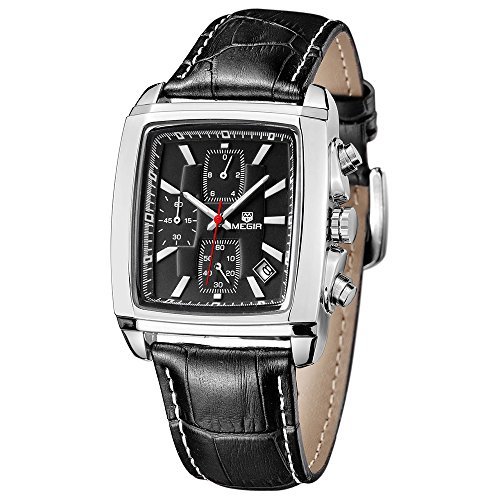 Megir Herren-Armbanduhr Quarzuhr, legeres Lederband Chronograph Analog Braun Megir Herren-Armbanduhr Quarzuhr, legeres Lederband Chronograph Analog Braun