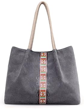 Mufly Canvas Shopper Bag Damen Handtasche Einkaufstasche mit Große Kapazität 39*30*11cm