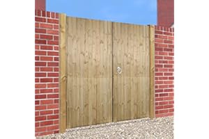 Fencing & Gates Castle Wooden Driveway Gates Flat Top (Pair 2x1050mm) 2100mm W x 1800mm H x 42mm thick Tongue Groove swing double wood timber CATD54