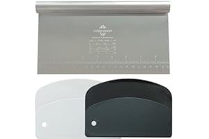 Midgreyeye 3 Dough Card Set, Large Stainless Steel Dough Cutter with Measuring Scale, Plastic Dough Scraper, Dough Card, Dough Spatula, Scraper Kitchen for Cake, Cake, Pizza, Dough (22 x 12 cm)