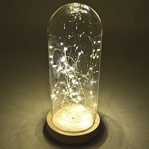 Glocke LED Deko Objekt Holz Glas natur klar Xmas Weihnachten Beleuchtung (24x12x12cm) - 3