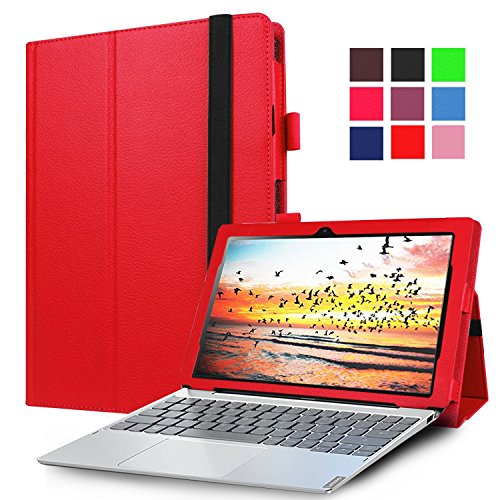 AVIDET Lenovo Miix 320 Hülle Case Etui Tasche, Slim Fit Folio Premium PU Kunstleder Schutzhülle Tasche Etui Smart Cover mit Ständerfunktion für Lenovo Miix 320 Tablet-PC (Rot)