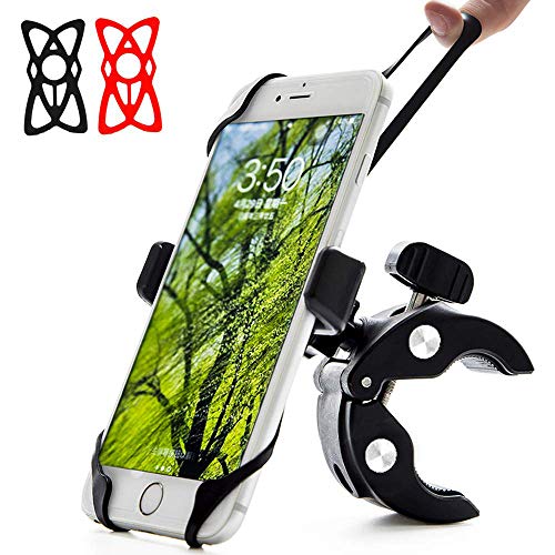 Homegogo Supporto per Telefono Bici, Supporto per Smartphone per Moto Ruotabile a 360°con Cinturino in Silicone Estendibile per iPhone X/XS, 8, 7, 6S, Samsung S9, GPS, Altro 3.5-6.0" Dispositivo