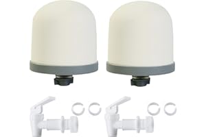 HUINING Keramikkuppel-Wasserfilter, BPA-freier Kunststoff-Wasserhahn, Ersatz-Wassereimer. (Dome2-Tap white2)