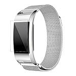 Fitbit Charge 2 Armband, OverDose Milanese Edelstahl Uhrenarmband-Bügel-Armband + HD Film für Fitbit Charge 2