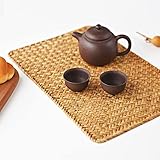 YANGQIHOME 6 Pack, Rectangular Woven Rattan Placemats, Natural Seagrass Table Mats for Dinner Table (17 x 12 inch)