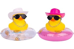 XFSRG 2 Pz Gomma Nuoto Anatra , Paperelle con accessori moda, perfette per scrivania, libreria o auto, aggiungono personalità e allegria
