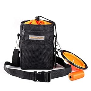 HoneyGuaridan Bag Mochila de Entrenamiento para Perros, Cuenco Perro Plegable Silicona, Dispensador de Bolsas para Recoger Excrementos Integrada – Almacenamiento de Pienso, Juguetes paras Mascotas